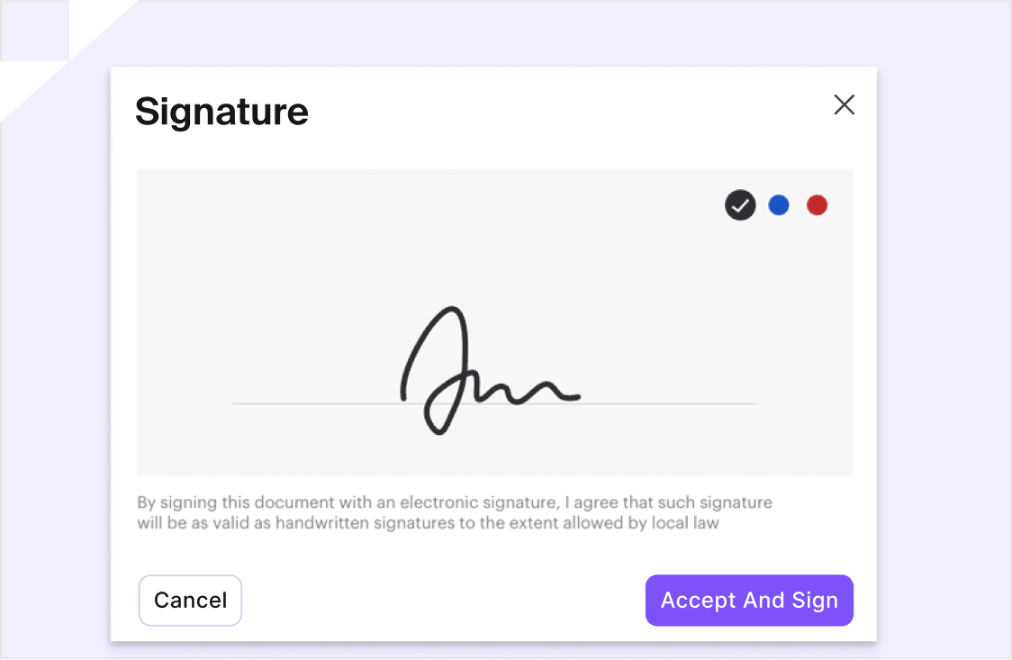 A digital signature interface