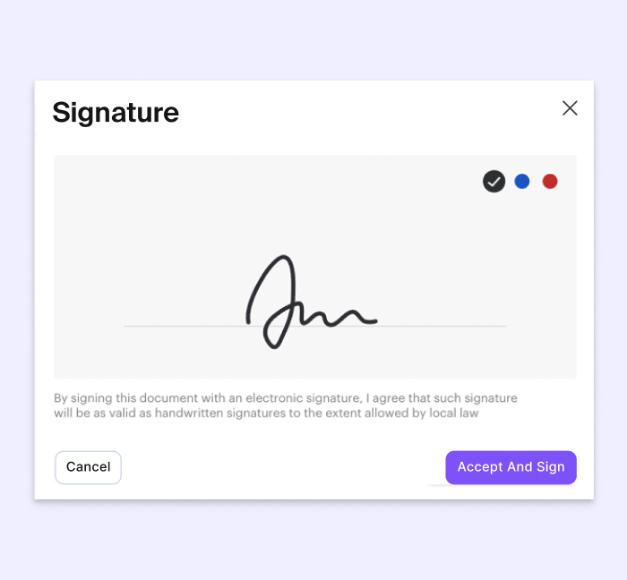 A digital signature interface