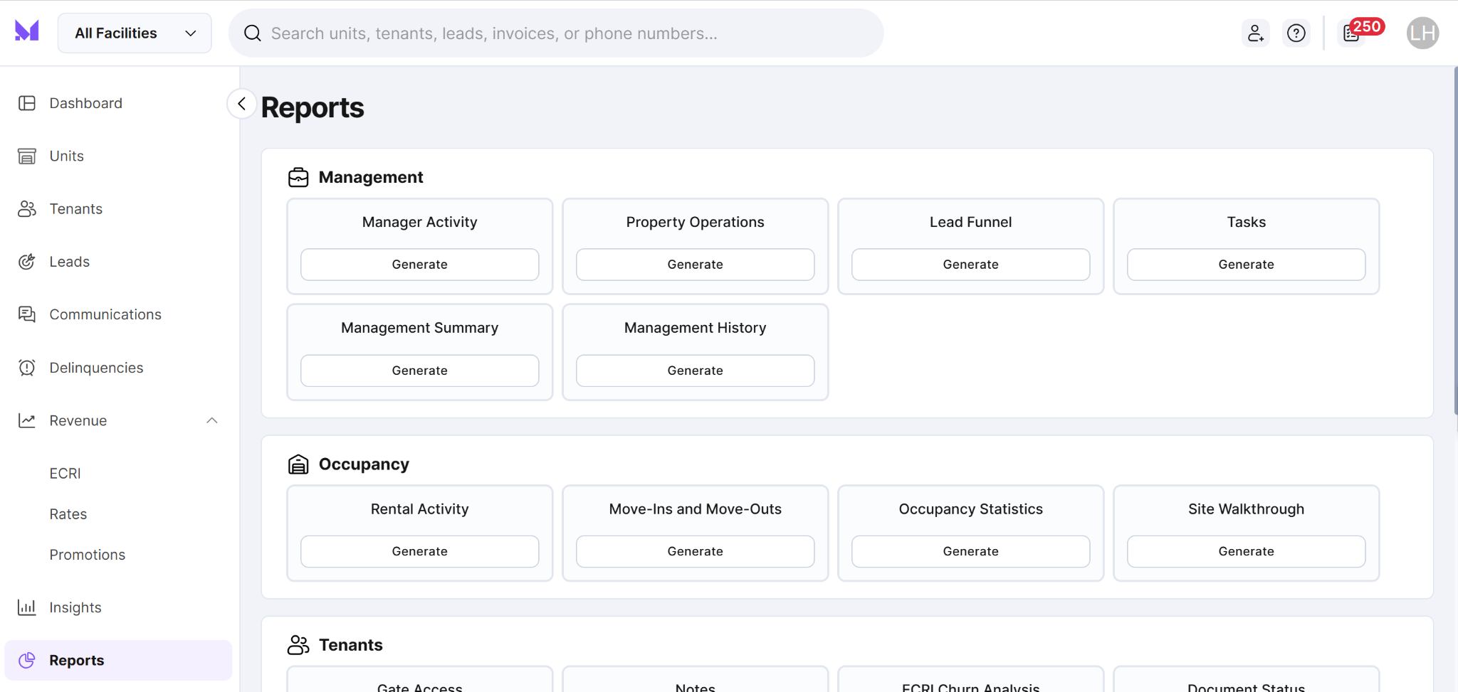 Monuments reporting dashboard